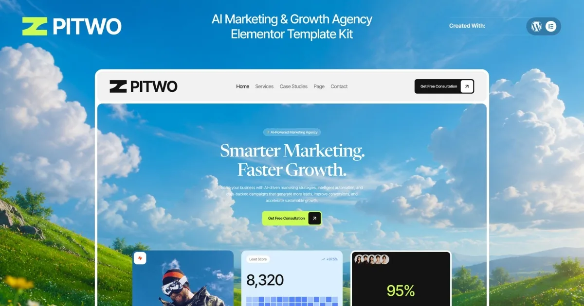 Pitwo – AI Marketing & Growth Agency Elementor Template Kit