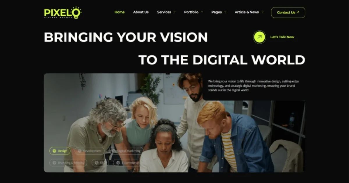 Pixelo – Digital Agency Elementor Template Kit