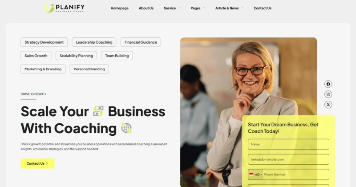 Planify – Business Coaches Elementor Template Kit