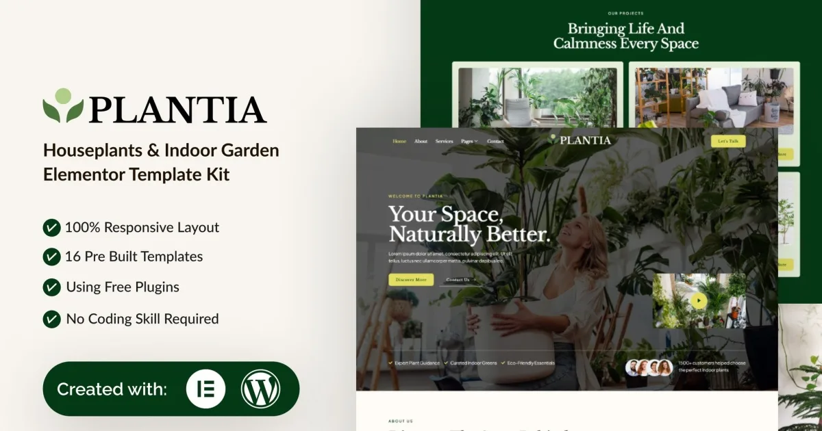 Plantia – Houseplants & Indoor Garden Elementor Template Kit