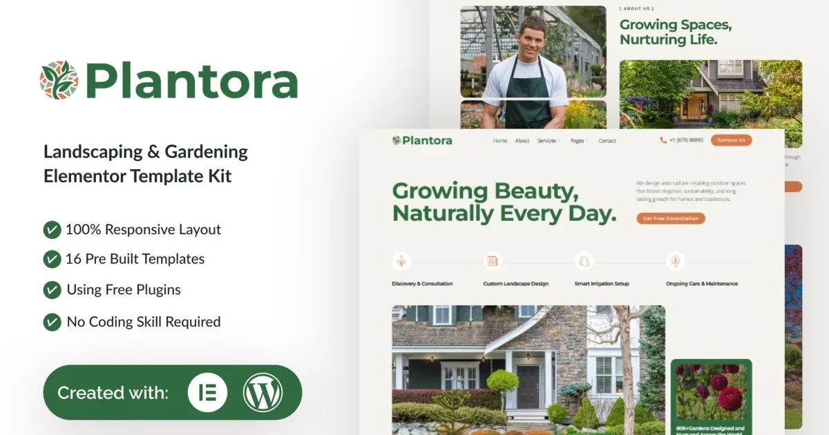 Plantora – Landscaping & Gardening Elementor Template Kit