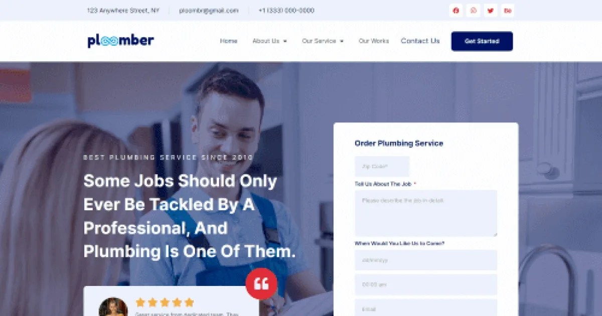 Ploomber – Plumbing Repair Elementor Template Kit
