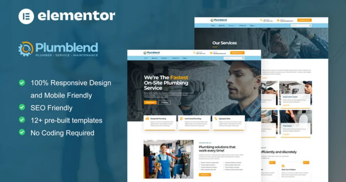 Plumbend – Plumbing Service Elementor Template Kit