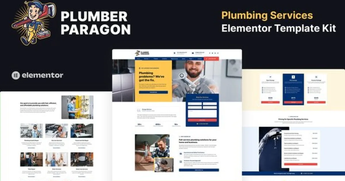 Plumber Paragon – Plumbing Services Elementor Pro Template Kit