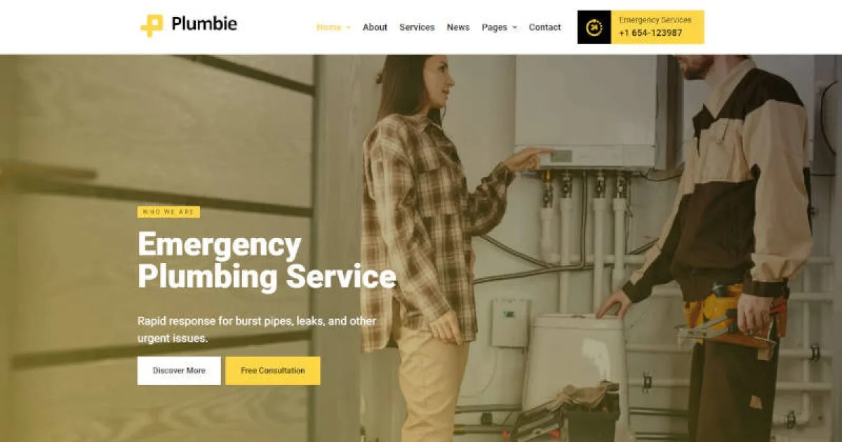 Plumbie – Plumber Services Elementor Template Kit