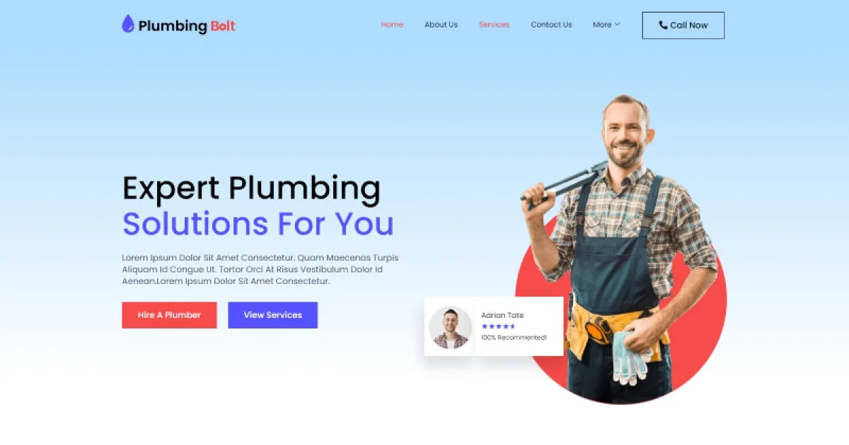Plumbing Bolt – Plumbing Services Elementor Template Kit