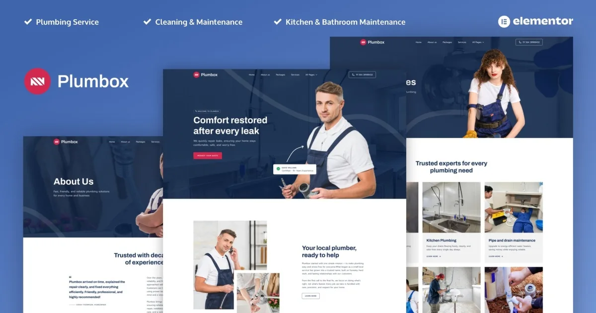 Plumbox – Plumber & Repair Service Elementor Template Kit