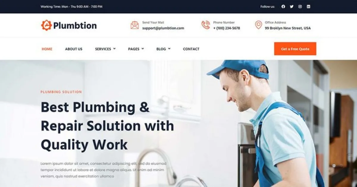 Plumbtion – Plumbing Services Elementor Template Kit