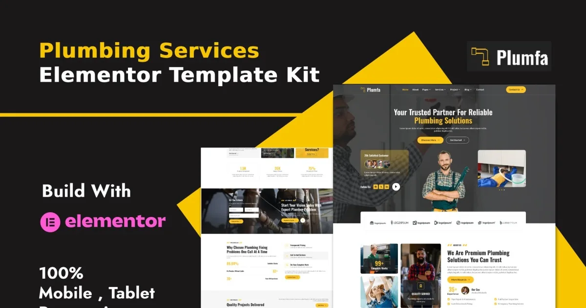 Plumfa – Plumbing and Plumber Services Elementor Template Kit