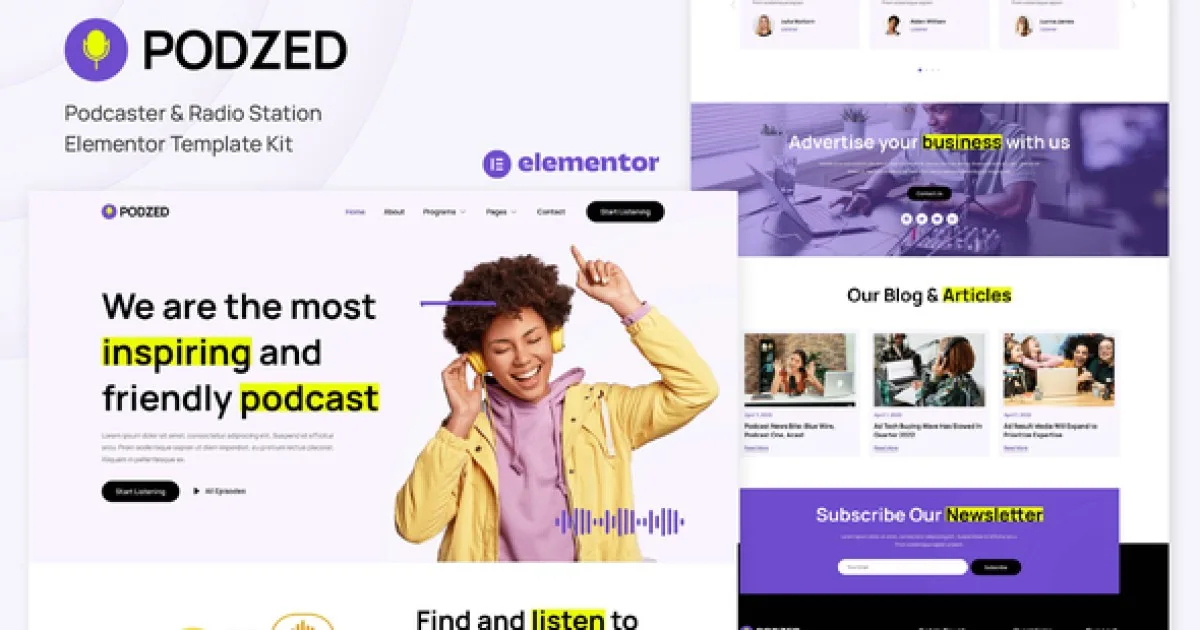Podzed – Podcaster & Radio Station Elementor Template Kit