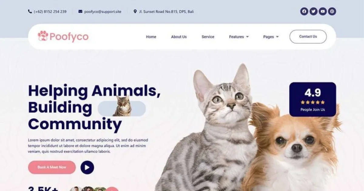 Poofyco – Pet Rescue & Animal Shelter Elementor Template Kit