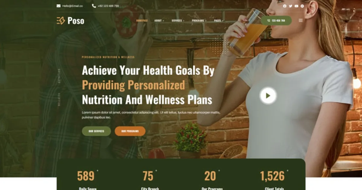 Poso – Personalized Nutrition & Wellness Elementor Template Kit