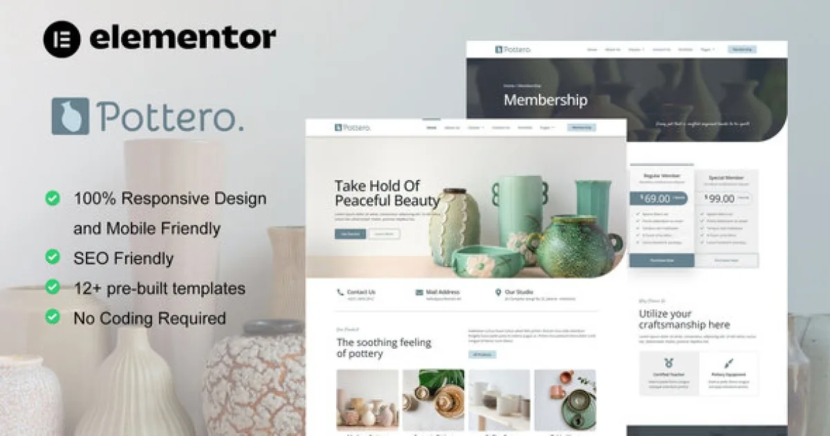 Pottero – Pottery & Ceramics Studio Elementor Template Kit