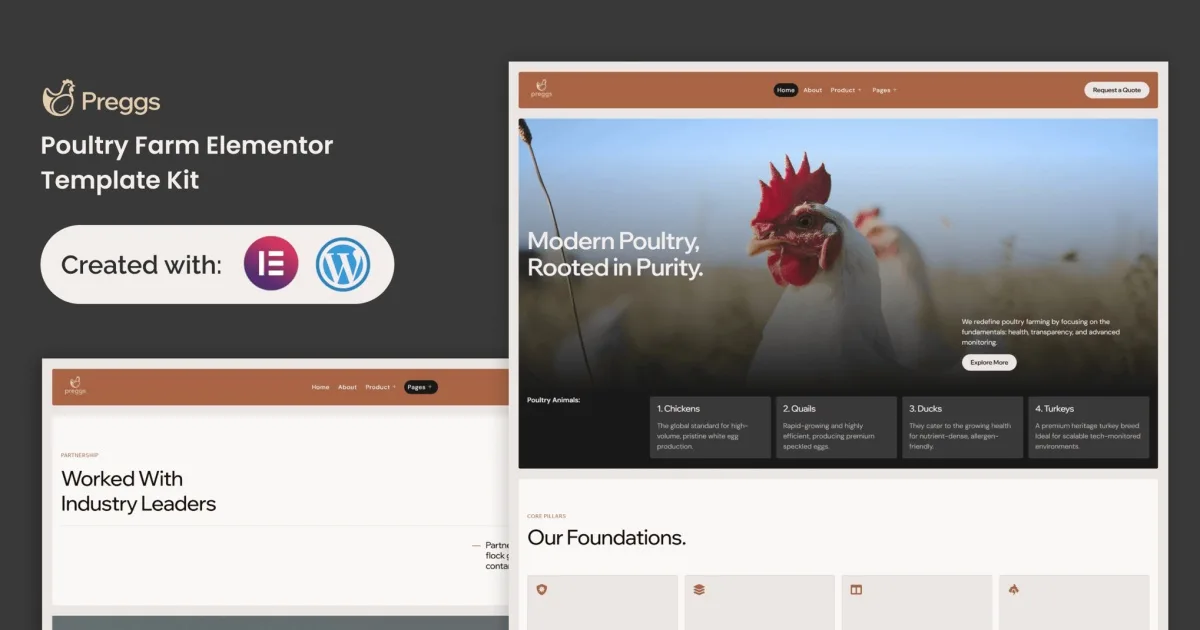 Preggs – Modern Poultry Farm Elementor Template Kit