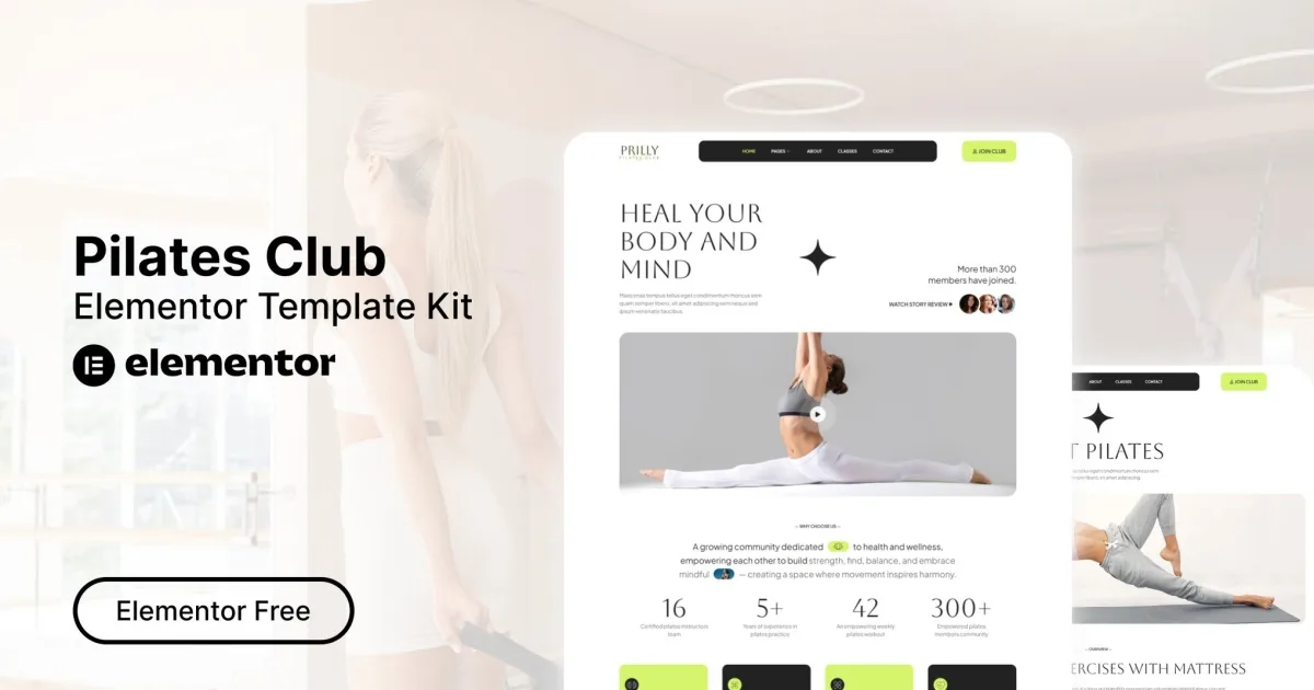 Prilly – Pilates Club Elementor Template Kit