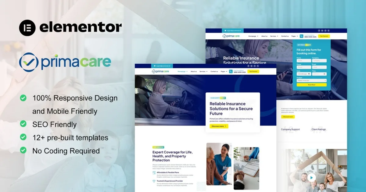 PrimaCare – Finance & Insurance Company Elementor Pro Template Kit