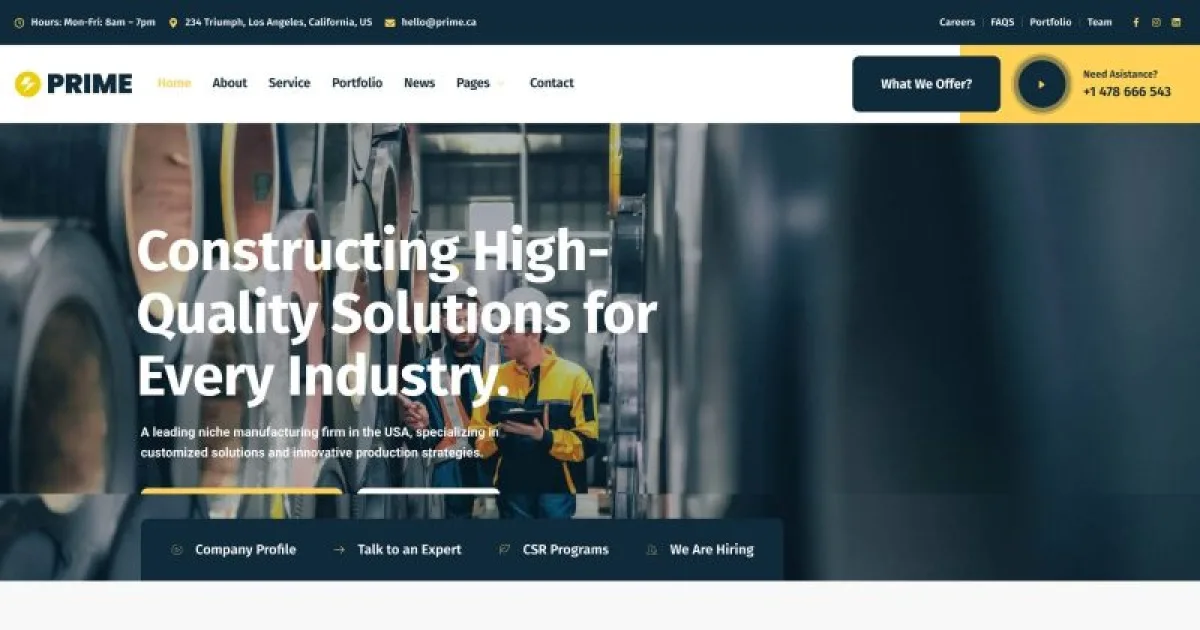 Prime – Industrial & Manufacturing Elementor Template Kit