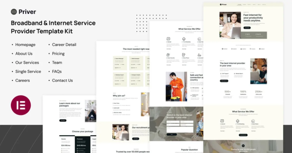 Priver – Broadband & Internet Service Provider Elementor Pro Template Kit