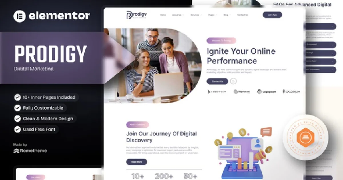 Prodigy – Digital Marketing Elementor Template Kit