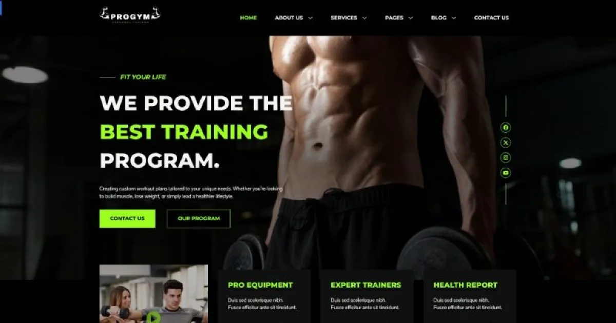 Progym – Personal Trainers & Fitness Elementor Template Kit