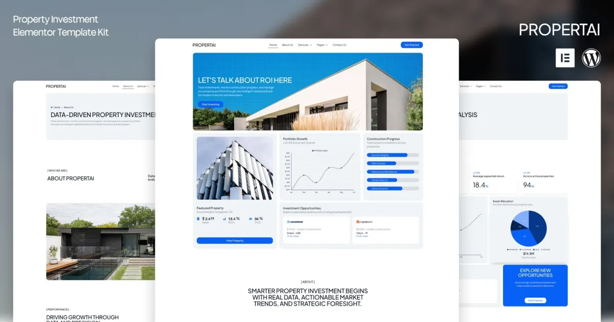 Propertai — Modern Property Investment Elementor Template Kit