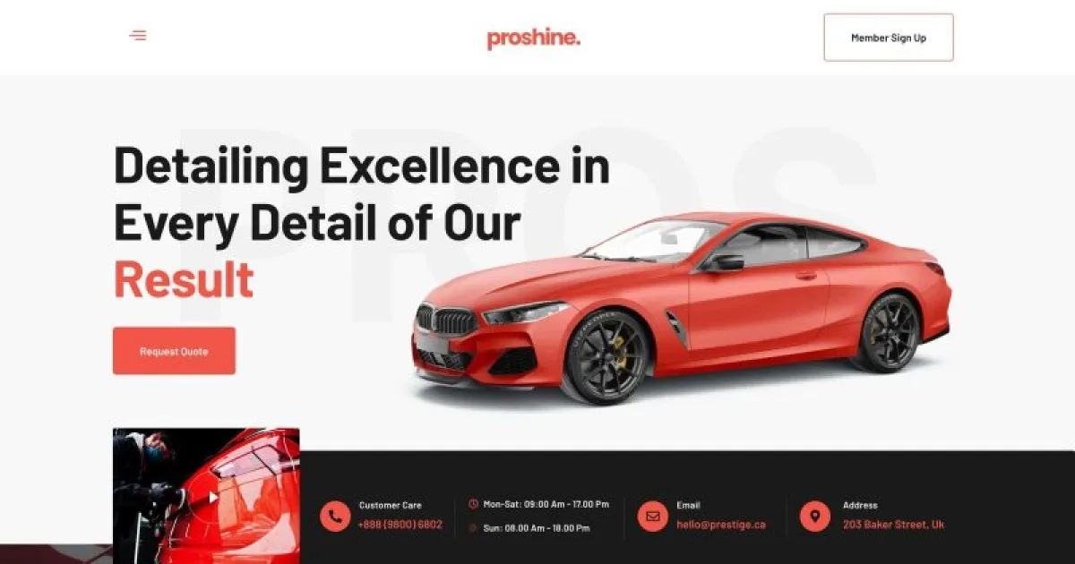 Proshine – Car Detailing & Auto Service Elementor Template Kit