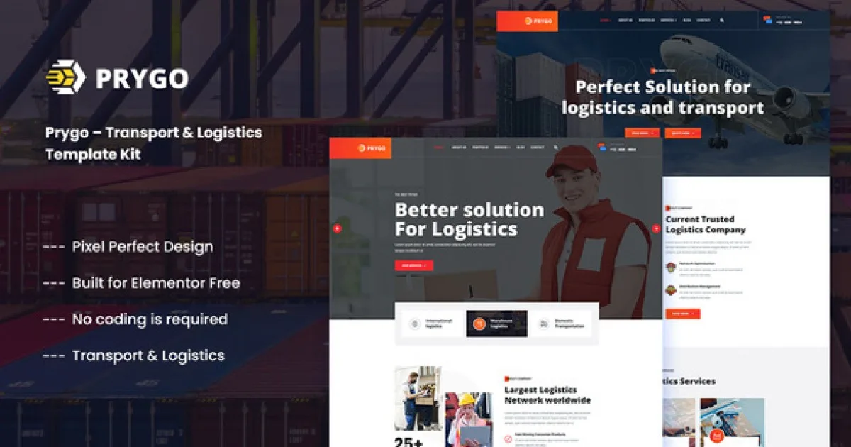 Prygo – Transport & Logistics Elementor Template Kit - Official Release Preview