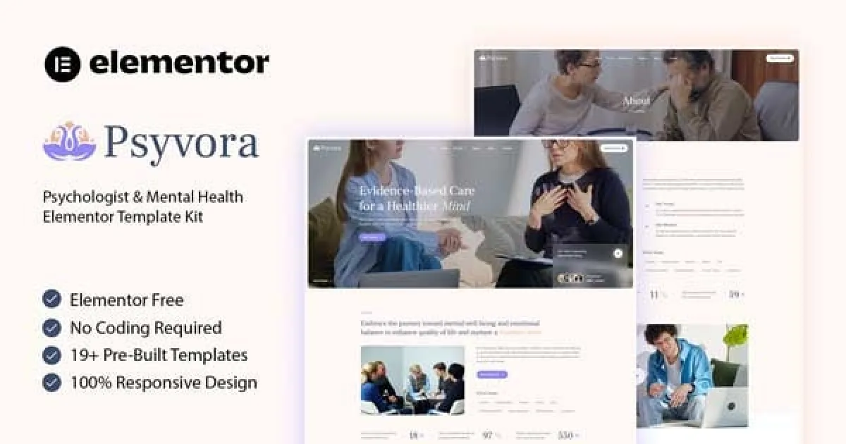 Psyvora – Psychologist & Mental Health Elementor Template Kit