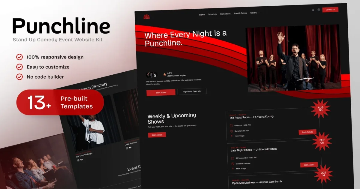 Punchline – Stand Up Comedy & Event Elementor Template Kit