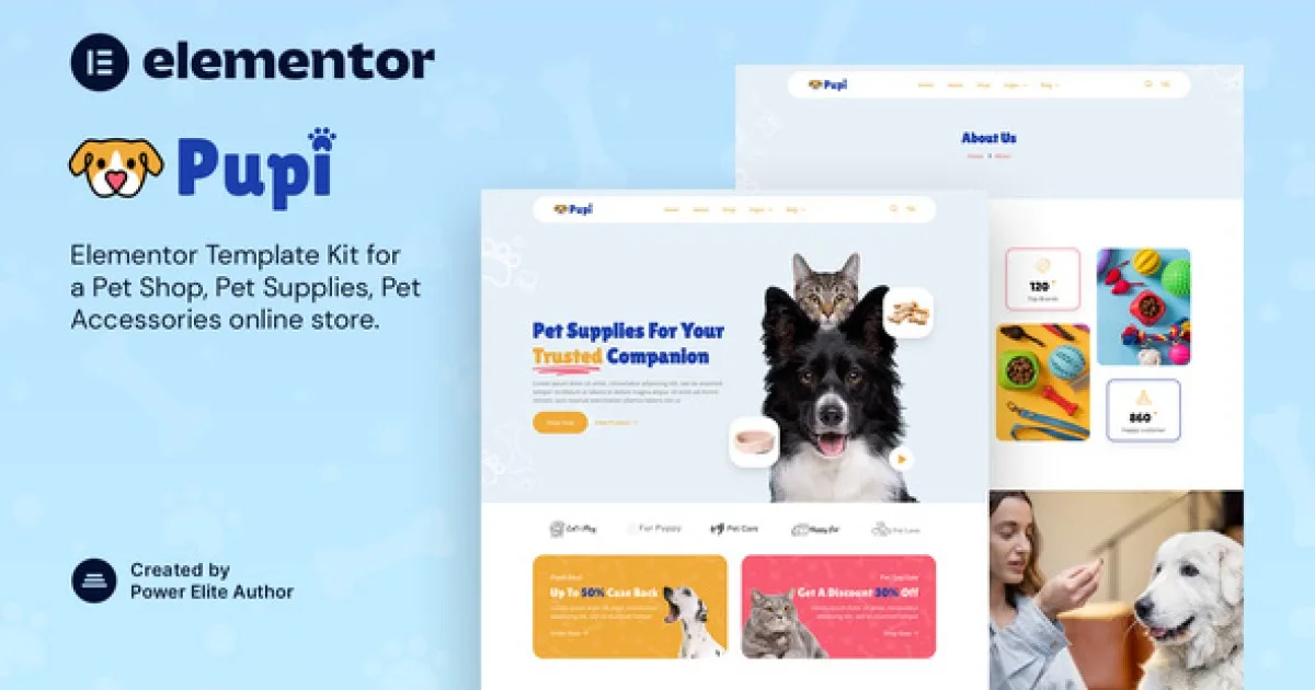 Pupi – Pet Shop & Pet Supplies Elementor Template Kit - Official Release Preview