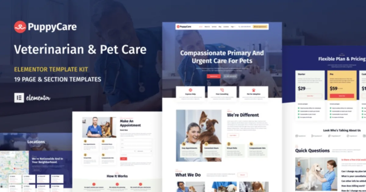 PuppyCare – Vetenarian & Pet Care WordPress Elementor Template Kit - Official Release Preview