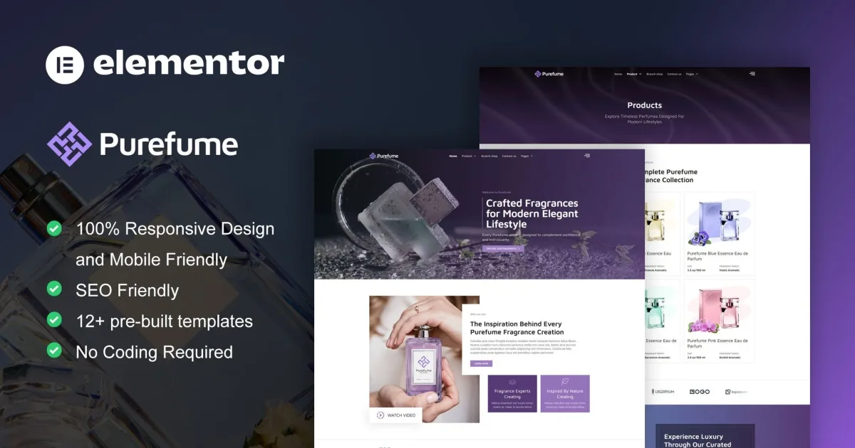 Purefume – Perfume & Fragrance Elementor Pro Template Kit