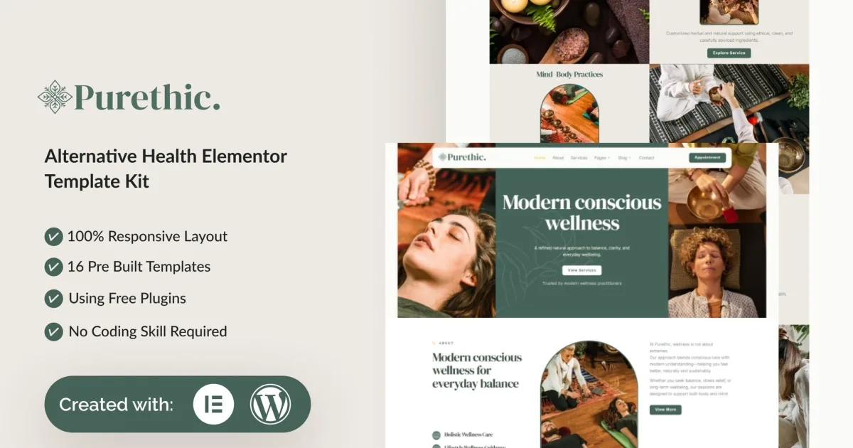 Purethic – Alternative Health Elementor Template Kit