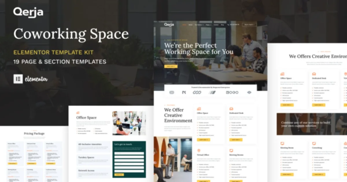 Qerja – Coworking Space WordPress Elementor Template Kit