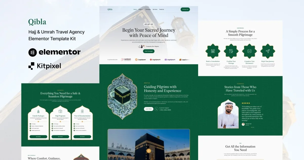 Qibla – Hajj & Umrah Travel Agency Elementor Template Kit
