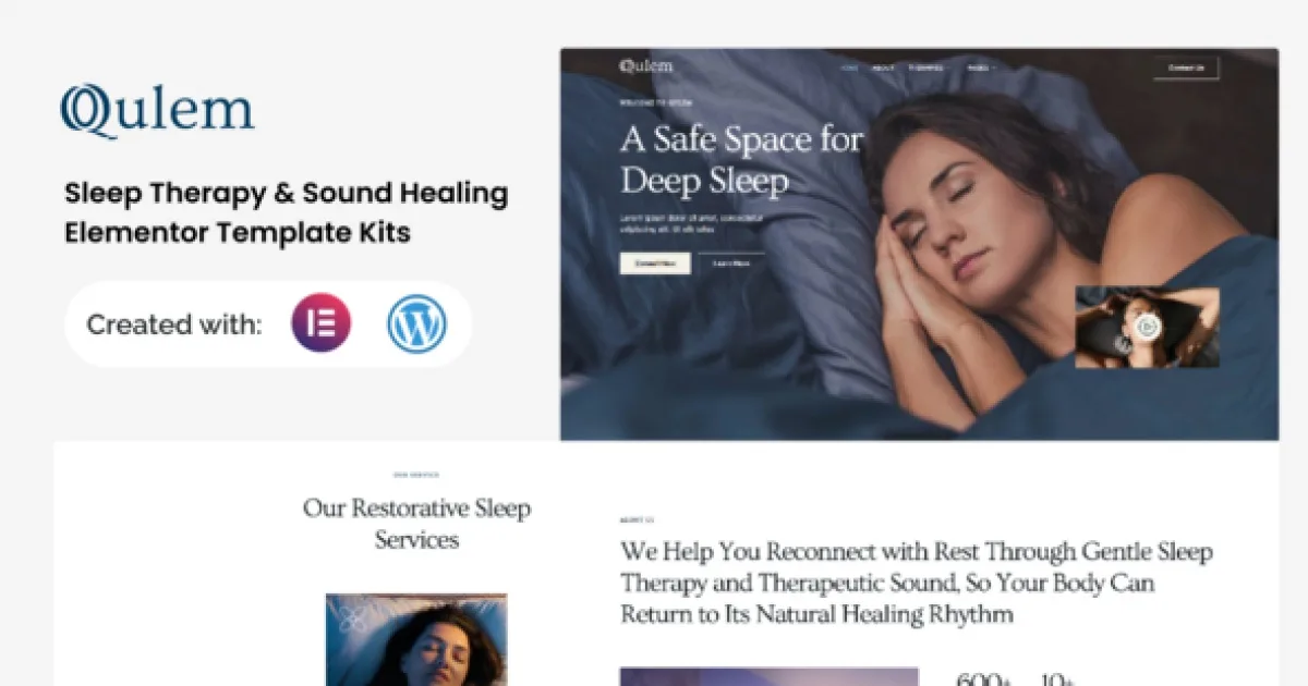 Qulem – Sleep Therapy & Sound Healing Elementor Template Kits
