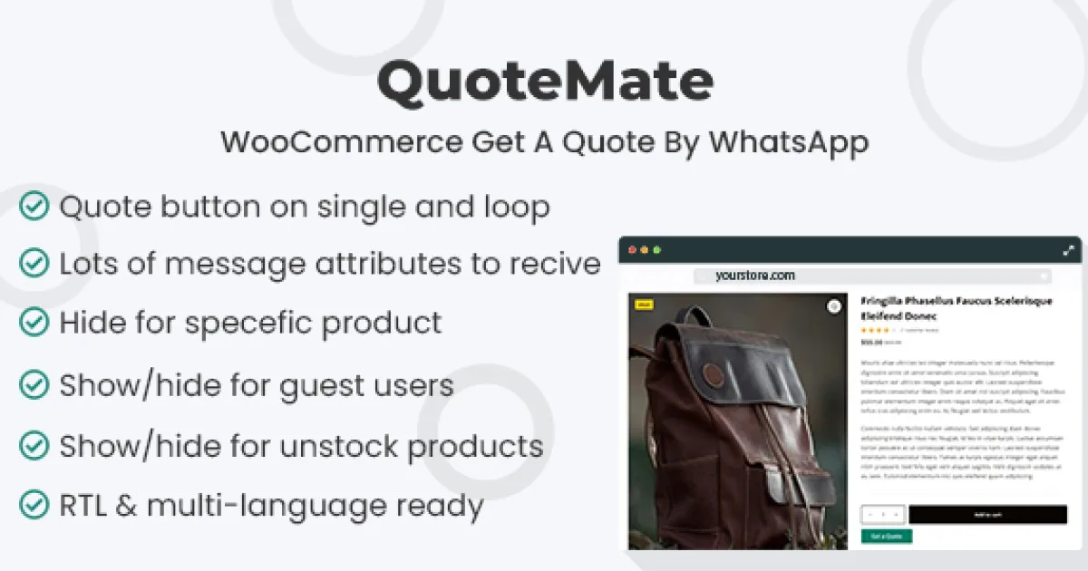 QuoteMate – WooCommerce Get A Quote By WhatsApp 