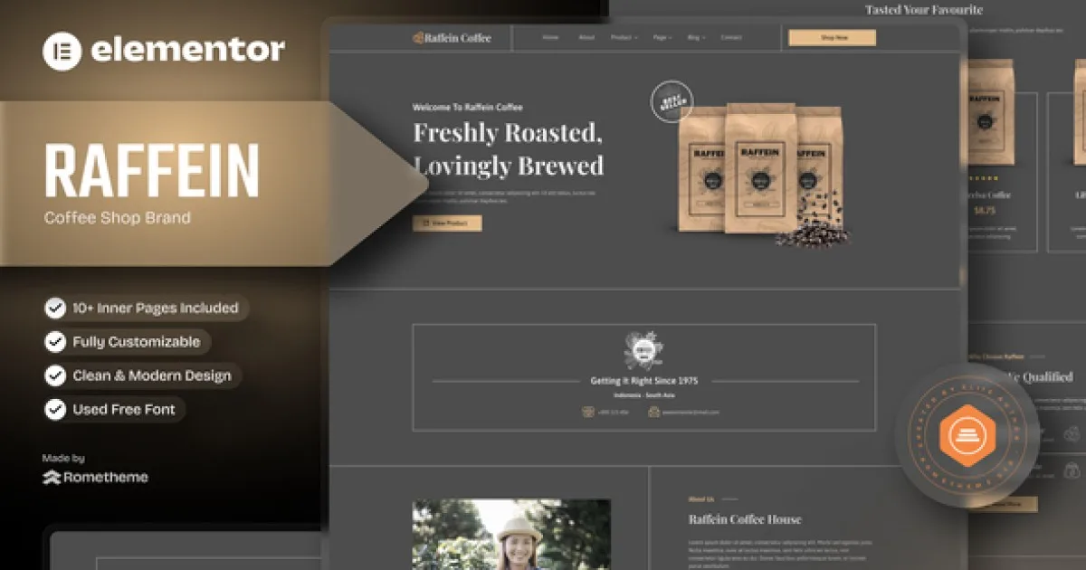 Raffein – Coffee Shop Brand Elementor Template Kit
