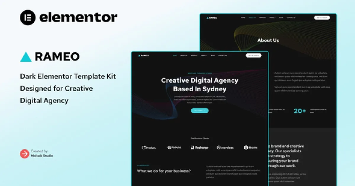 Rameo – Dark Digital Agency Elementor Template Kit
