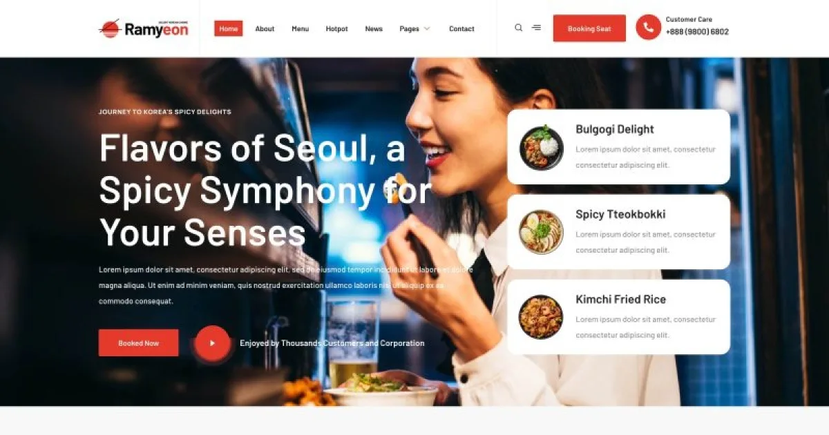 Ramyeon – Korean Restaurant Elementor Template Kit