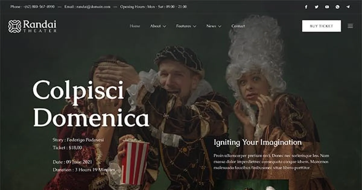 Randai – Theater Entertainment & Performing Arts Elementor Template Kit