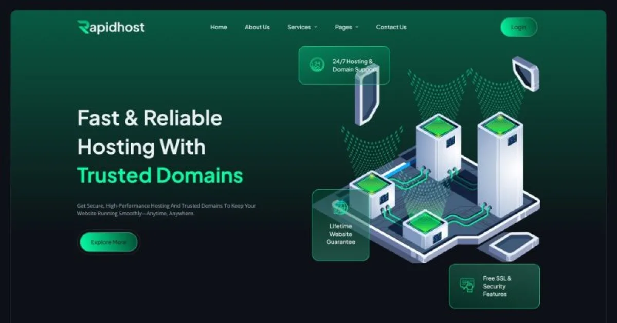 Rapidhost – Web Hosting & Domain Services Elementor Template Kit