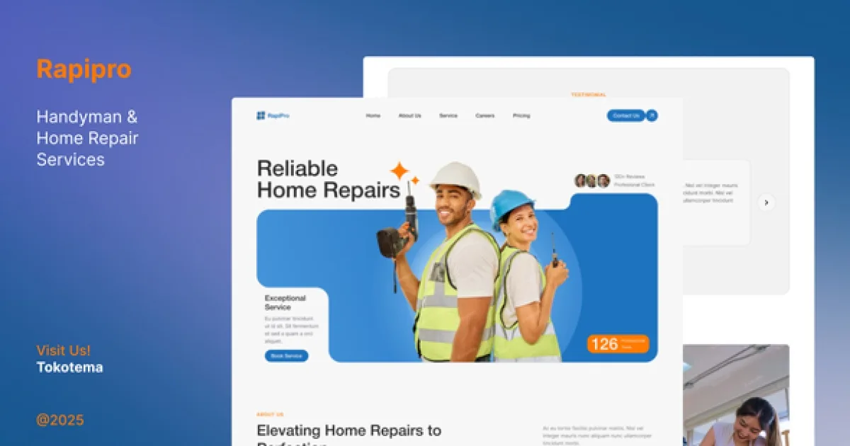 Rapipro – Handyman & Home Repair Service Website Elementor Template Kits