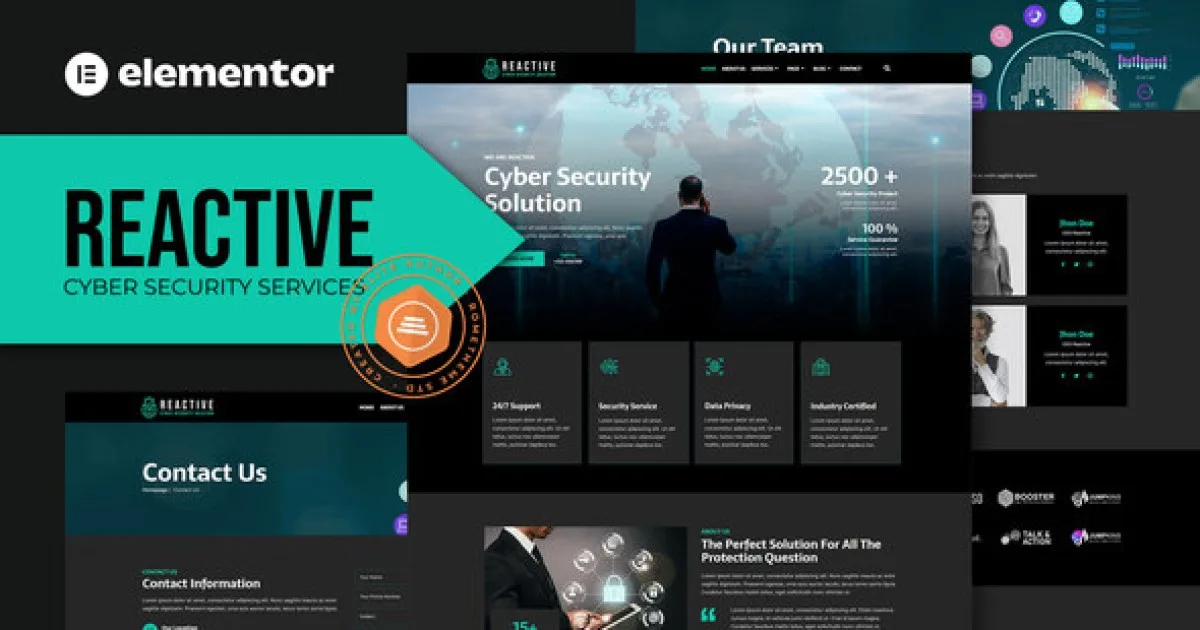 Reactive – Cyber Security Services Elementor Template Kit - Official Release Preview