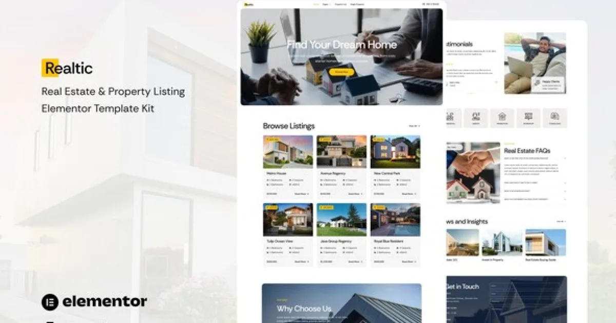 Realtic – Real Estate & Property Listing Elementor Template Kit