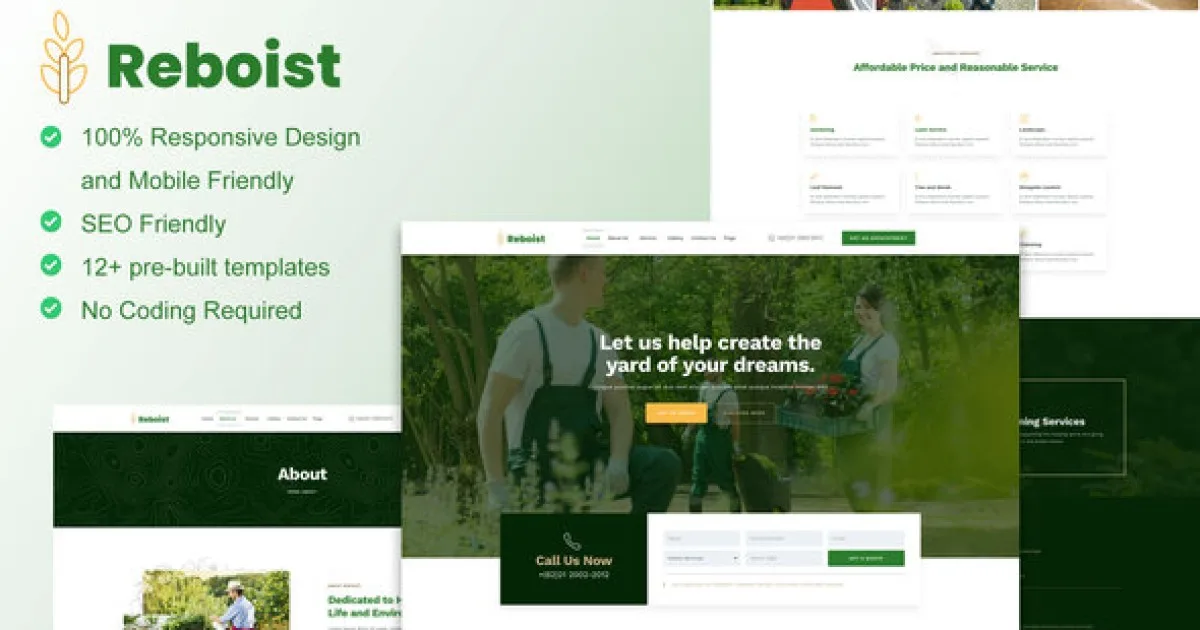 Reboist – Landscape & Gardening Elementor Template Kit