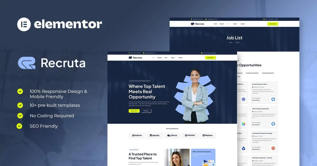 Recruta – Human Resources & Recruitment Agency Elementor Template Kit