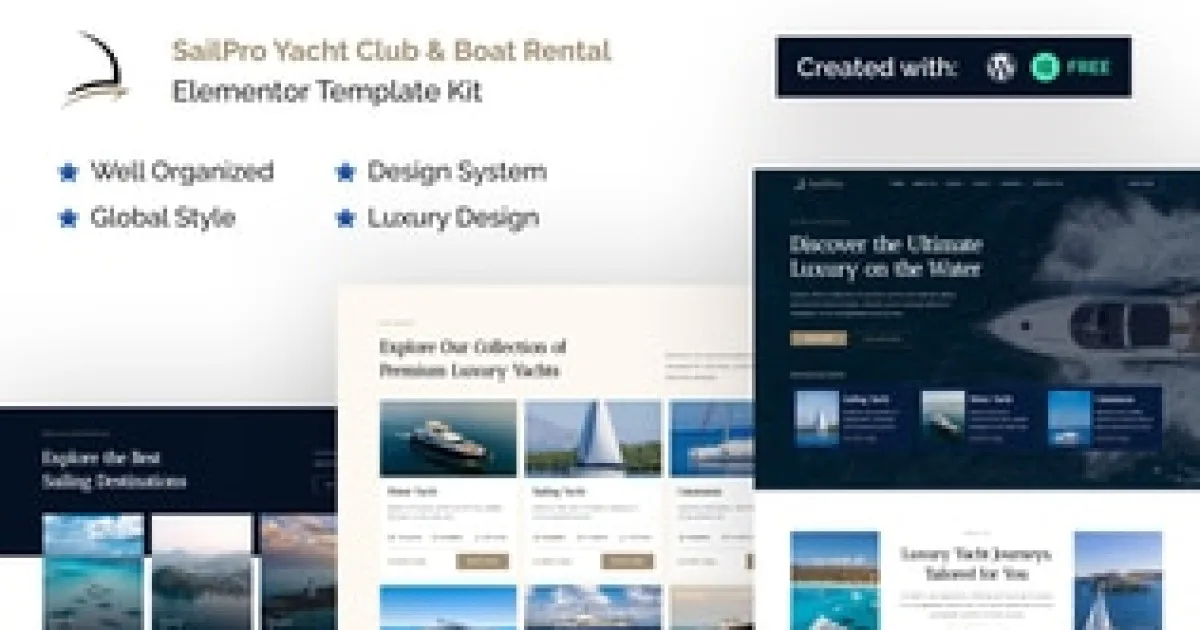 Regatta – Yacht Club Boat Rental Elementor Template Kit - Official Release Preview