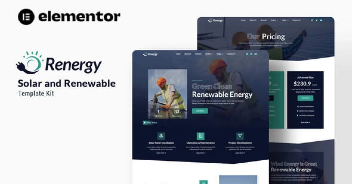 Renergy – Solar & Renewable Elementor Template Kit