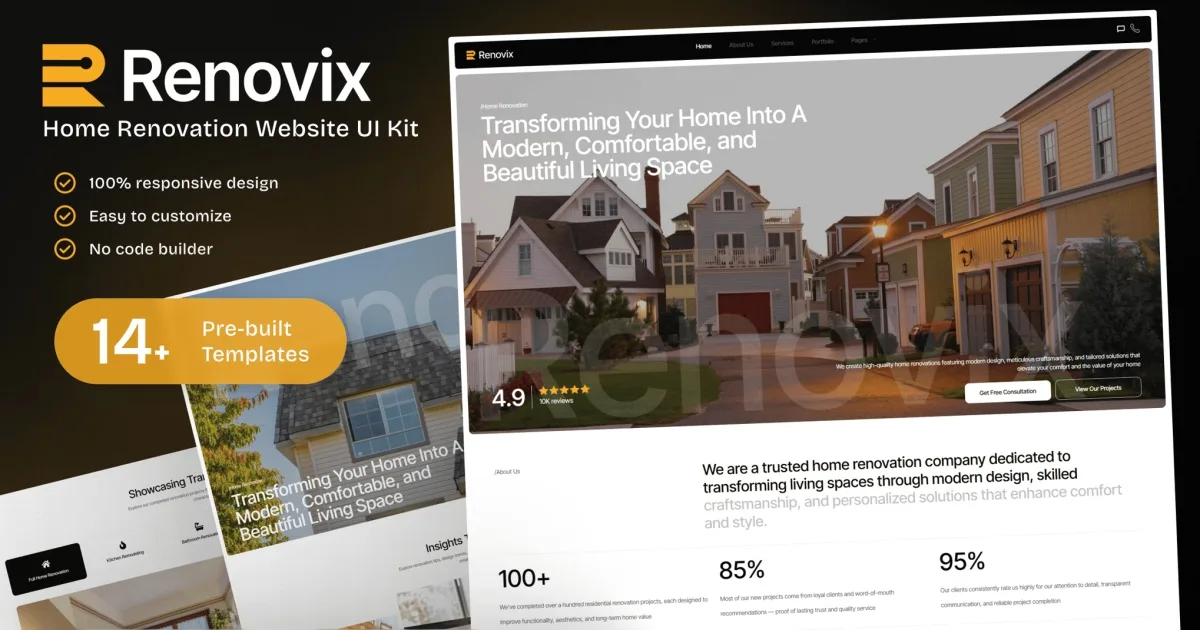 Renovix – Home Renovation Elementor Template Kit